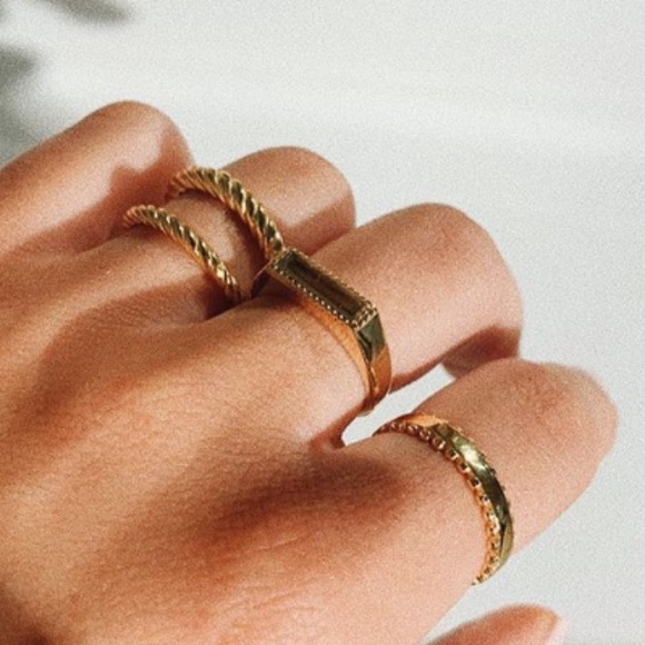 Stacked Double Rope Ring 18Ct Gold Plate - Picture 2 of 6